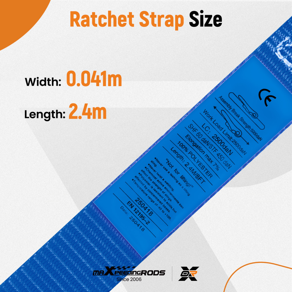 Cinghie di Ancoraggio a Cricchetto for Auto Moto ATV 2363kg 4pz Blu 2.4m