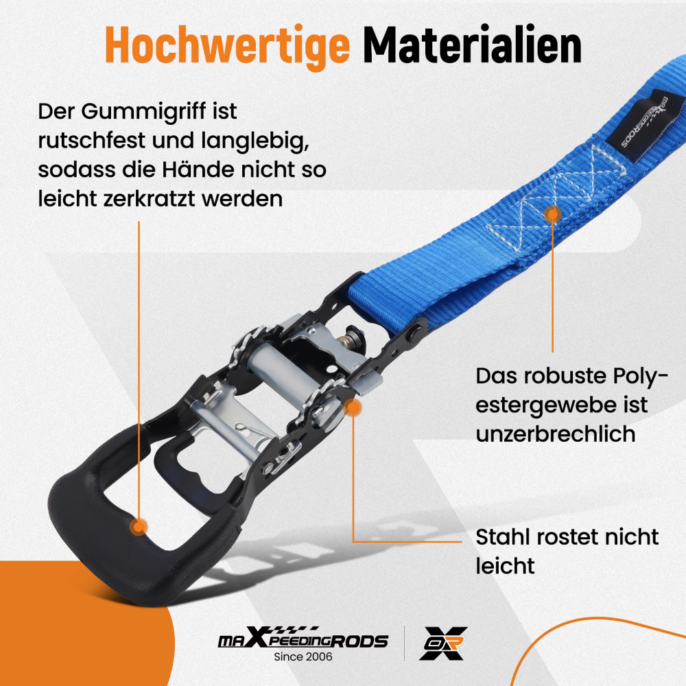 Cinghie di Ancoraggio a Cricchetto for Auto Moto ATV 2363kg 4pz Blu 2.4m