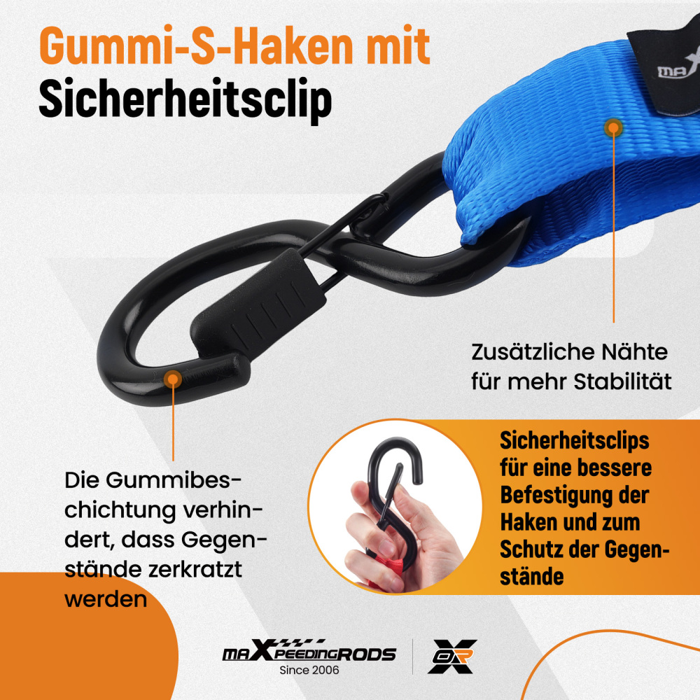 Cinghie di Ancoraggio a Cricchetto for Auto Moto ATV 2363kg 4pz Blu 2.4m