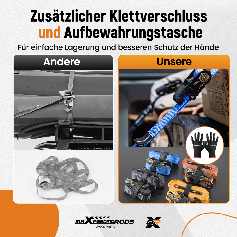 Cinghie di Ancoraggio a Cricchetto for Auto Moto ATV 2363kg 4pz Blu 2.4m