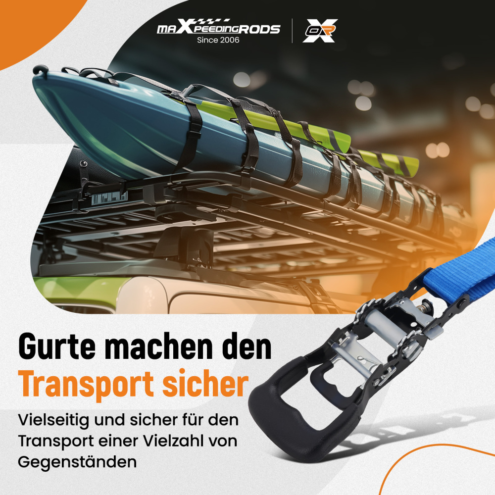 Cinghie di Ancoraggio a Cricchetto for Auto Moto ATV 2363kg 4pz Blu 2.4m