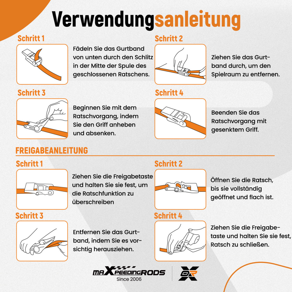 Cinghie di Ancoraggio a Cricchetto for Auto Moto ATV 2363kg 4pz Blu 2.4m