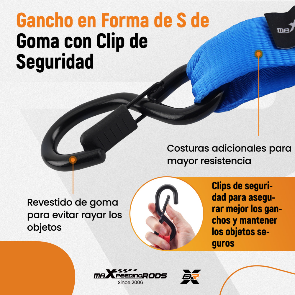 Cinghie di Ancoraggio a Cricchetto for Auto Moto ATV 2363kg 4pz Blu 2.4m