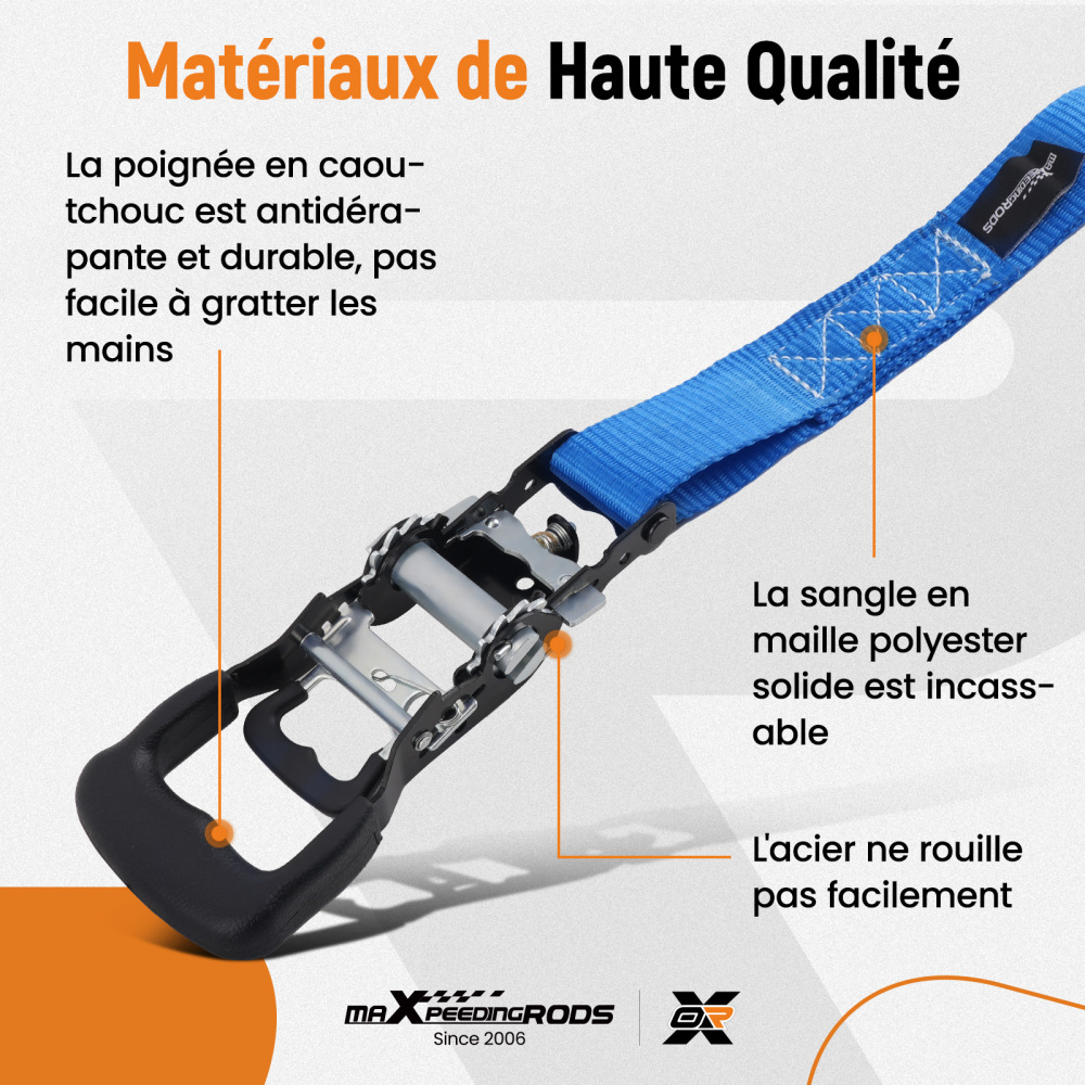 Cinghie di Ancoraggio a Cricchetto for Auto Moto ATV 2363kg 4pz Blu 2.4m