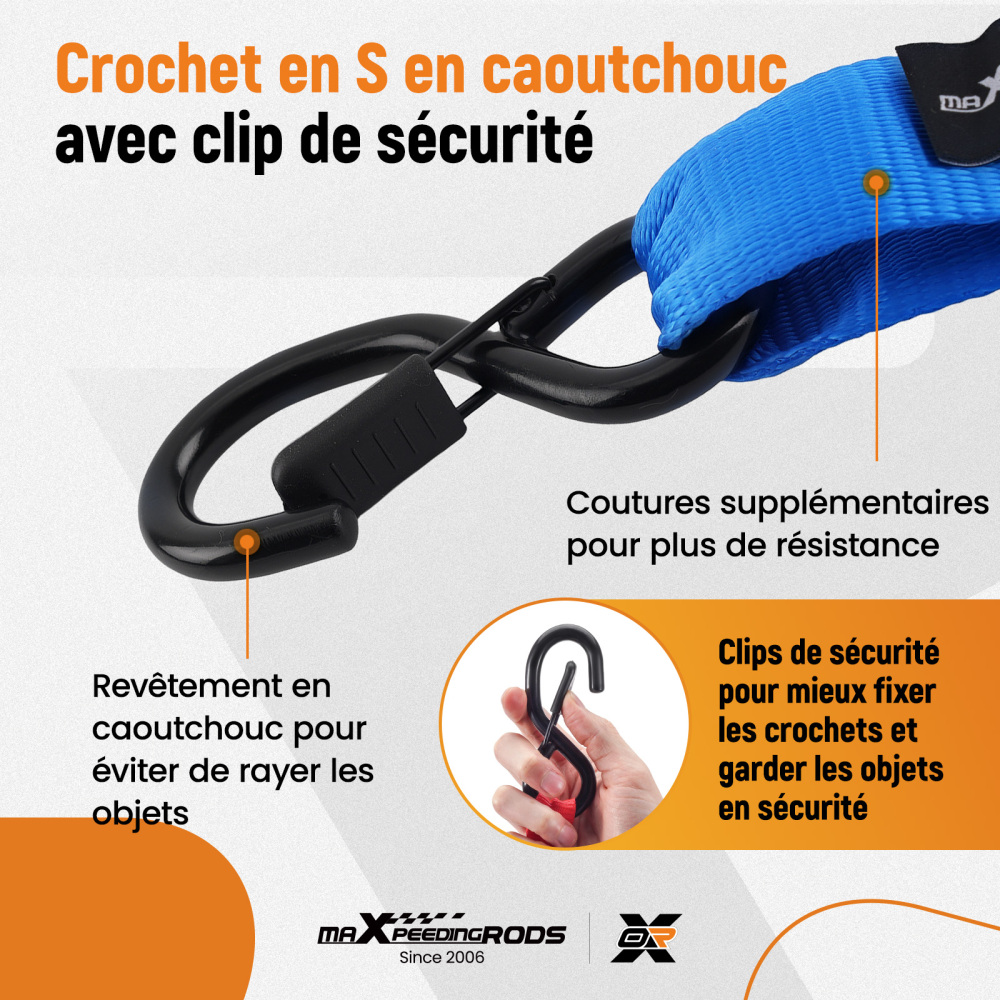 Cinghie di Ancoraggio a Cricchetto for Auto Moto ATV 2363kg 4pz Blu 2.4m