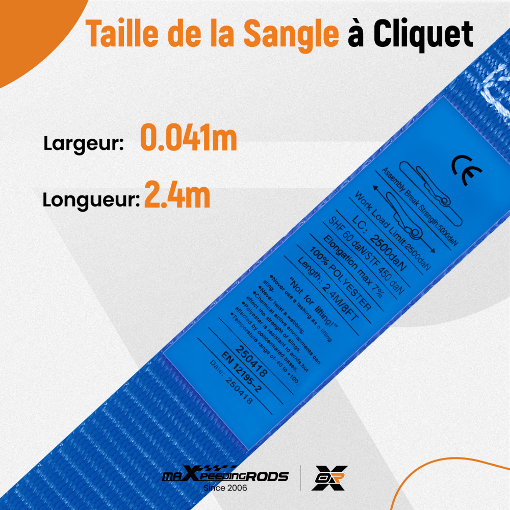 Cinghie di Ancoraggio a Cricchetto for Auto Moto ATV 2363kg 4pz Blu 2.4m