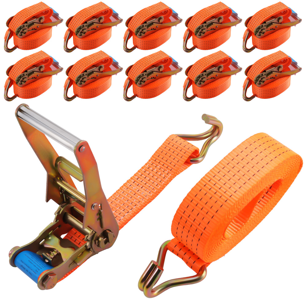 10x Heavy Duty sgancio rapido RATCHET TIE DOWN STRAP 6 M x 50MM Cinghia Cargo