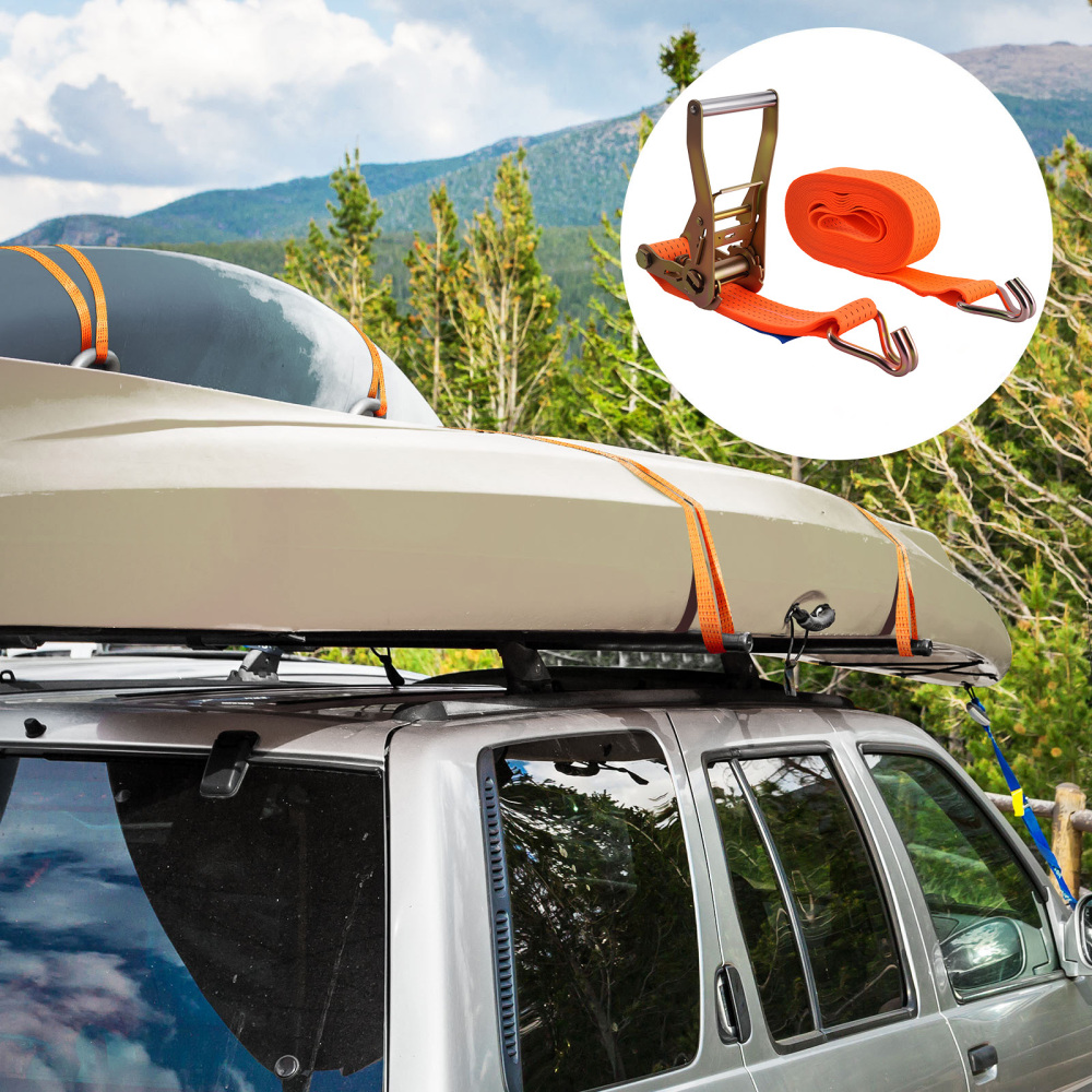 10×Heavy Duty Ratchet Strap 8m 5T 50mm Tie Down J Hooks Trailer Car Lorry