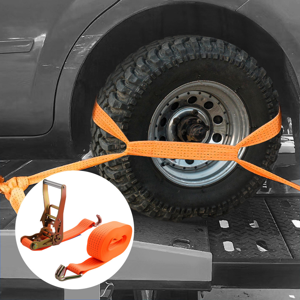 10×Heavy Duty Ratchet Strap 8m 5T 50mm Tie Down J Hooks Trailer Car Lorry