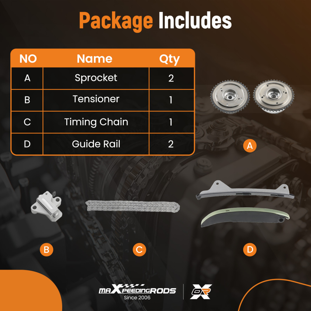 Timing Chain Kit w/ VVT Gear compatible for Hyundai Kia Elantra Tucson Soul Koup 2.0L