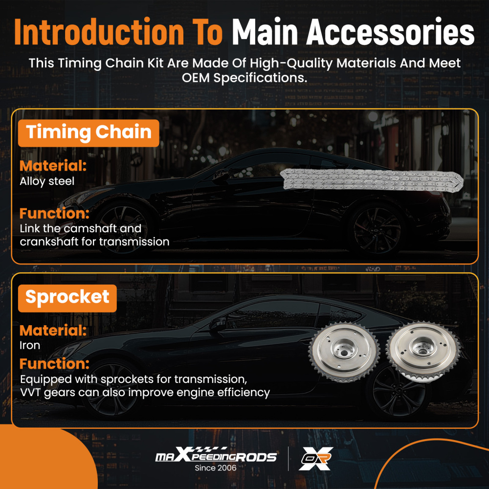 Timing Chain Kit w/ VVT Gear compatible for Hyundai Kia Elantra Tucson Soul Koup 2.0L