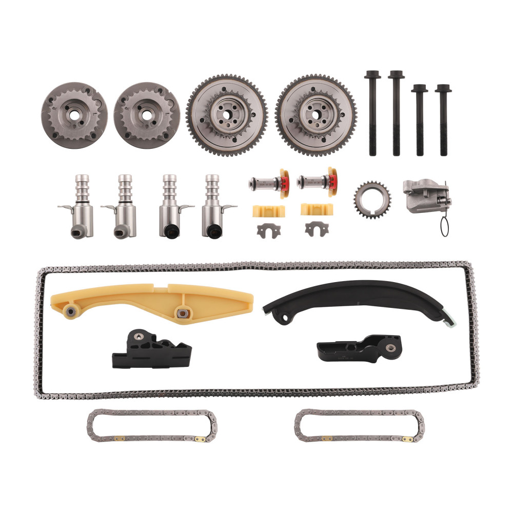 Timing Chain Kit + 4PCS VVT Solenoid compatible for Ford F-150 compatible for Lincoln MKS 3.5L 2011-2017