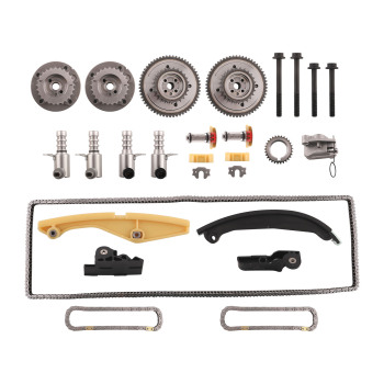 Timing Chain Kit + 4PCS VVT Solenoid compatible for Ford F-150 compatible for Lincoln MKS 3.5L 2011-2017