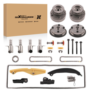 Timing Chain Kit + 4PCS VVT Solenoid compatible for Ford F-150 compatible for Lincoln MKS 3.5L 2011-2017