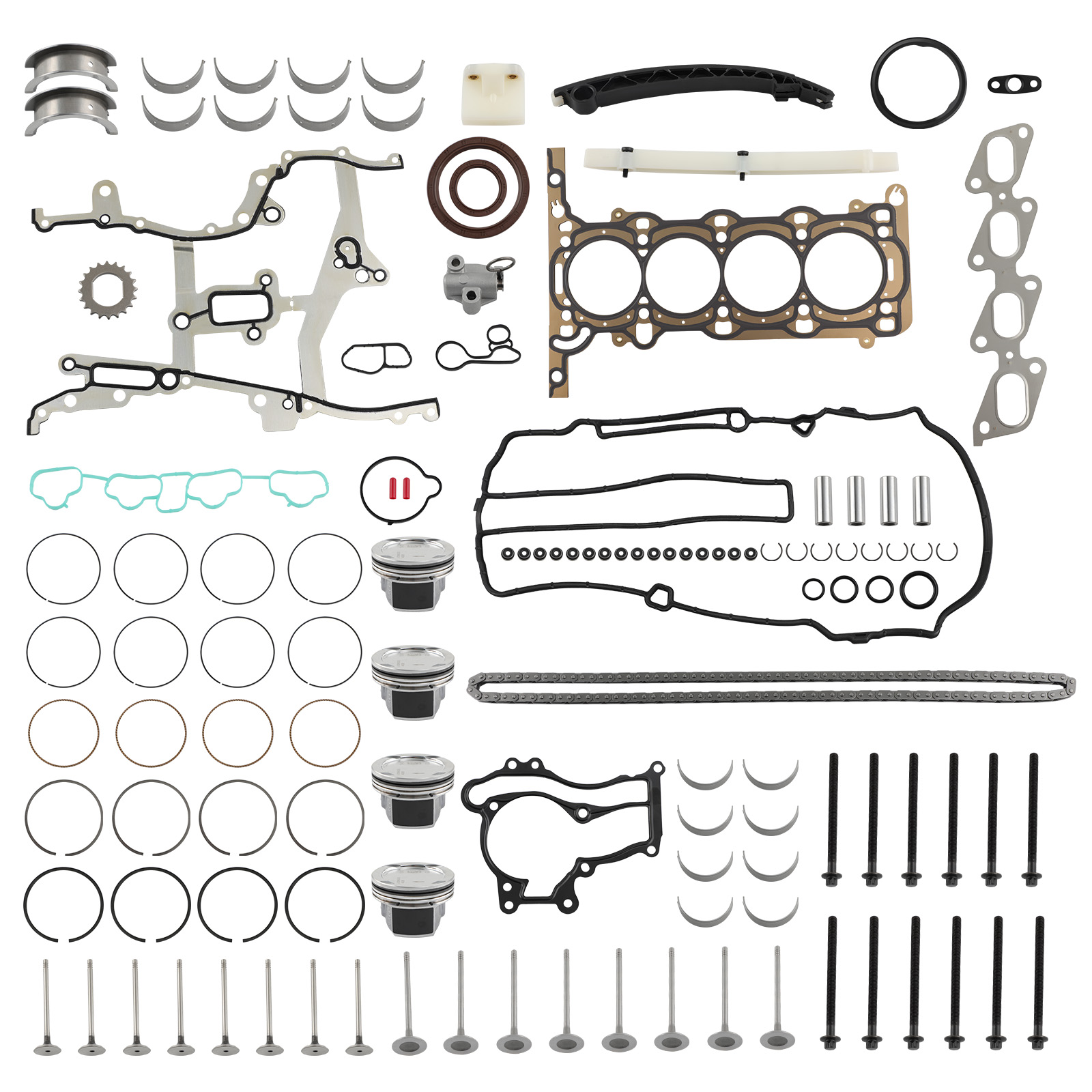Engine Rebuild Kit Gasket Piston Bearing Timing Chain compatible for Buick Chevrolet 1.4l