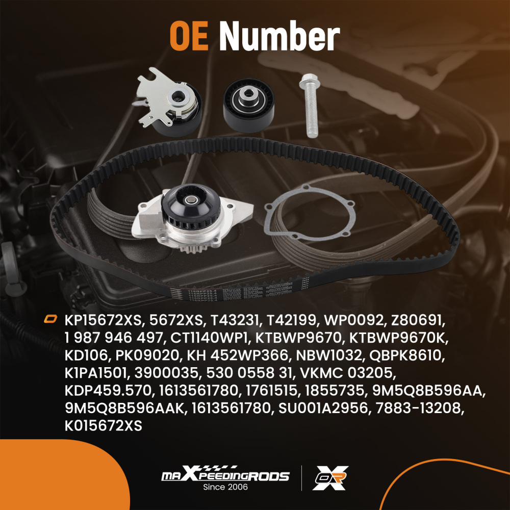 Timing BeltWater Pump Kit compatible for Citroen C4 C5 C8 DS4 compatible for Ford Focus Galaxy 2.0