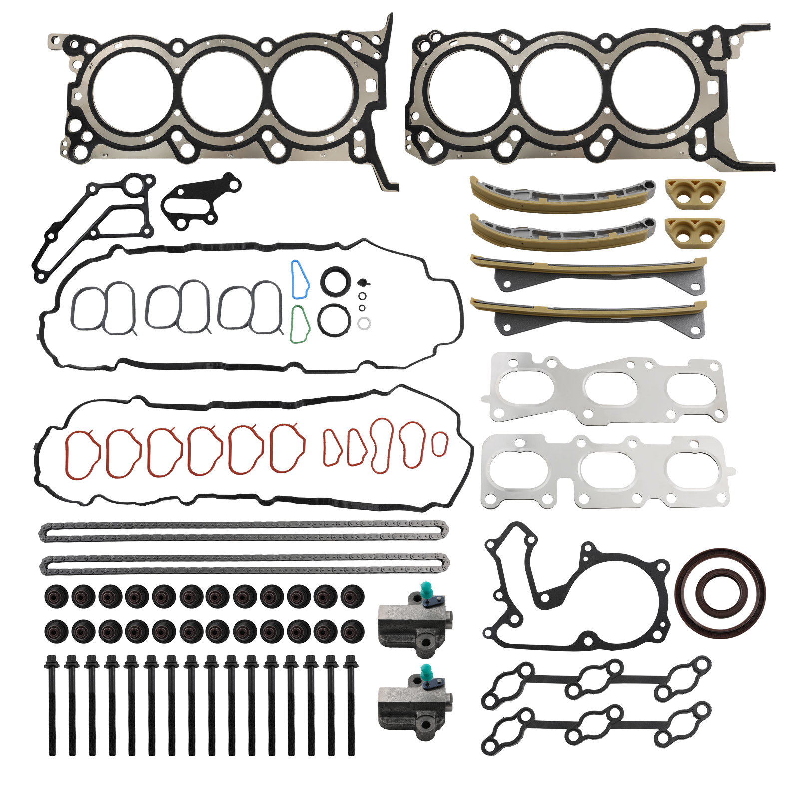 Head Gasket Bolt Set Timing Chain Kit For Sorento compatible for Hyundai Kia 3.3L V6 12-17