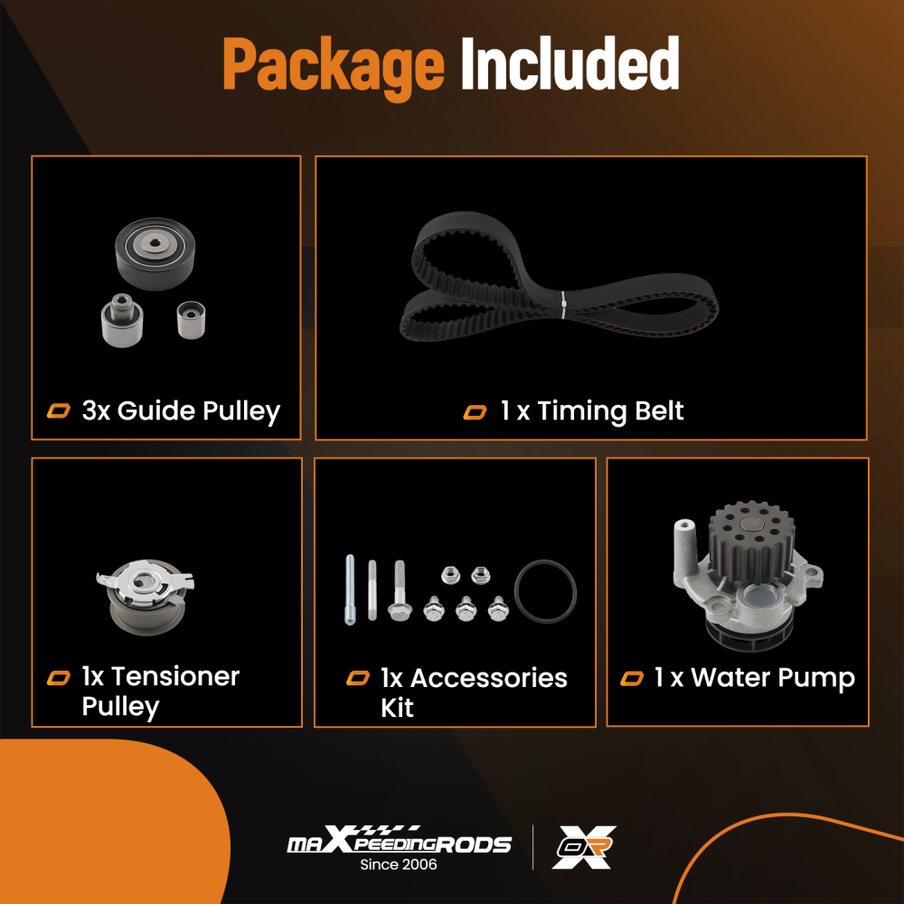 Timing Belt + Water Pump Kit compatible for VW Audi Skoda Seat 1.2 1.6 2.0 TDIKP25649XS-1