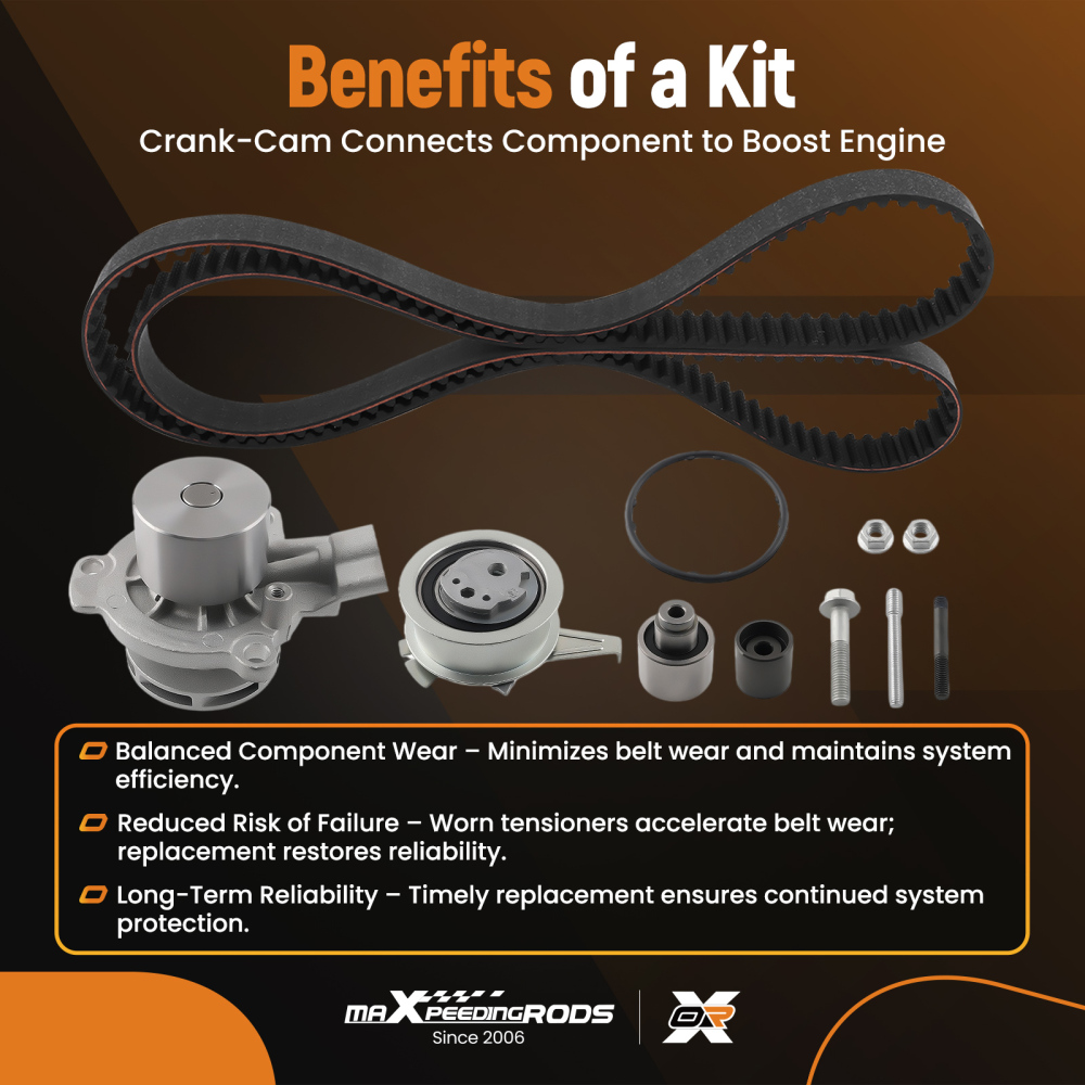 Timing Belt Kit w/ Water Pump compatible for Audi VW GOLF MK6 MK7 1.6D 2.0D KP15678XS