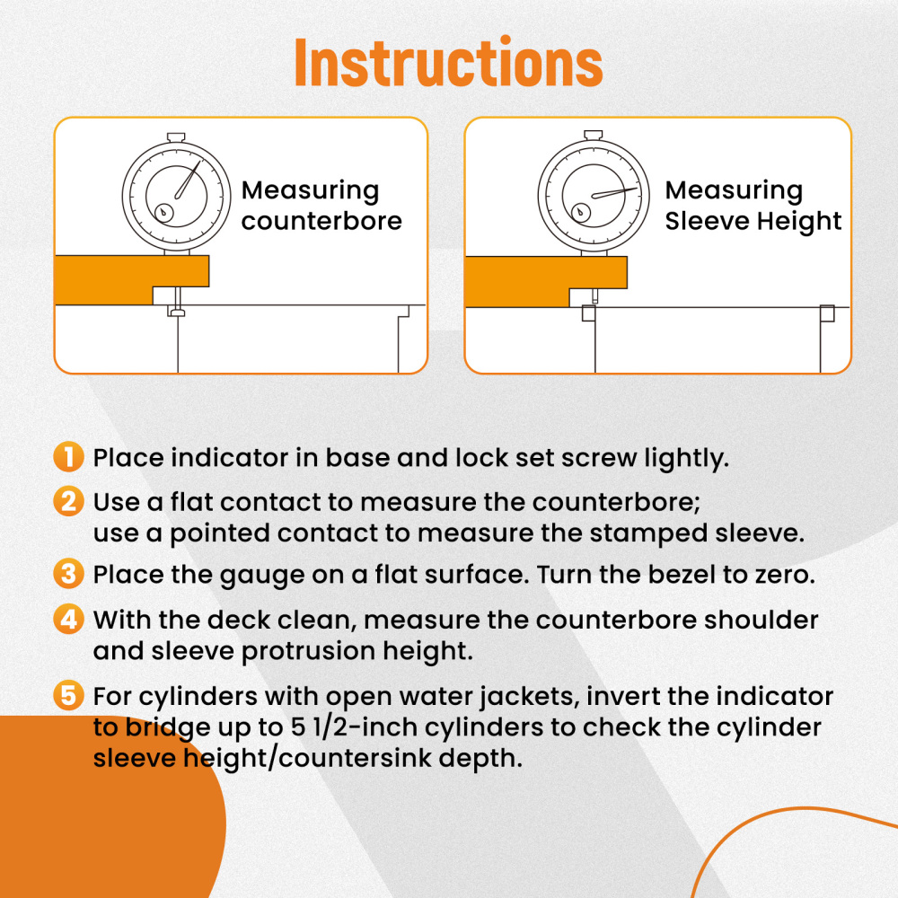 6434 Sleeve Height and Counter Bore Gauge for Diesel Engines Cylinder Bore Gauge