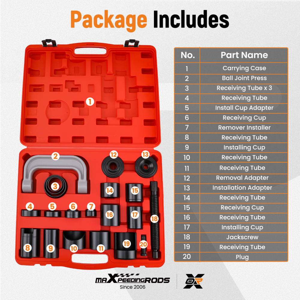 Ball Joint Press Master Kit for Auto Repair with Storage compatible for Case 21 Pieces Set