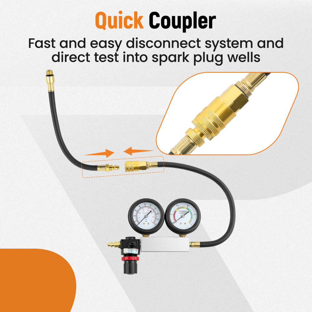 Engine Cylinder Leak Down Tester Kit for Pressure Check and Leakage Rate Test