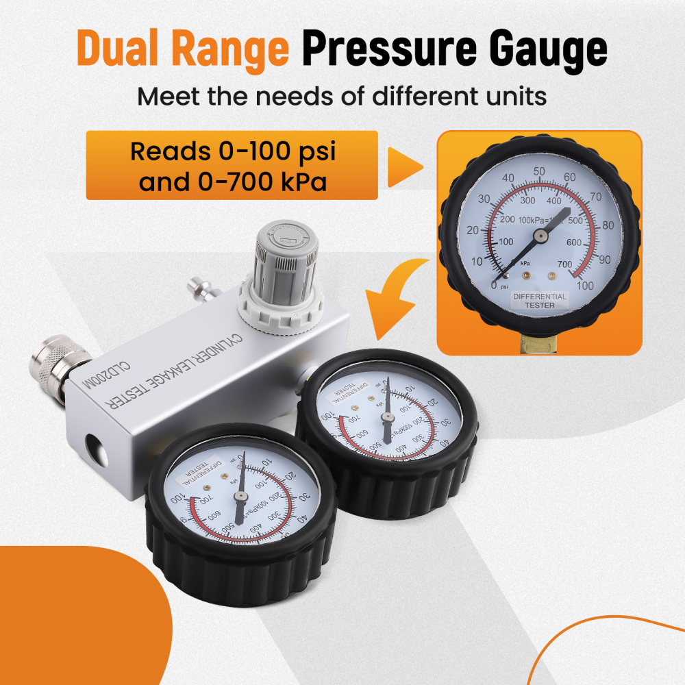 Engine Compression Leakage Leakdown Detector Cylinder Leak Tester Tool Kit Set