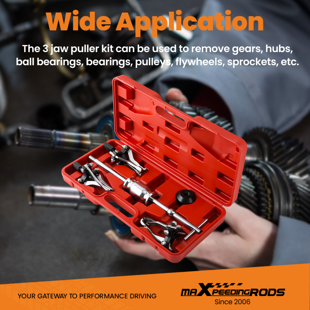 3 Jaw Gear Bearing Slide Hammer Puller Set Internal External Puller Tool Kit New