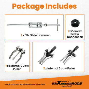 3 Jaw Gear Bearing Slide Hammer Puller Set Internal External Puller Tool Kit New