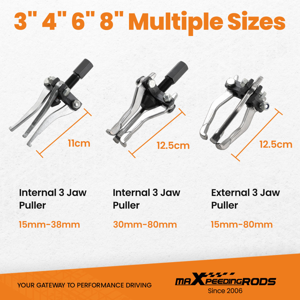 3 Jaw Gear Bearing Slide Hammer Puller Set Internal External Puller Tool Kit New