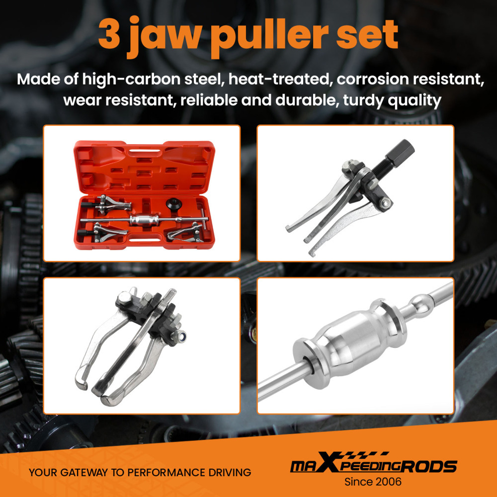 3 Jaw Gear Bearing Slide Hammer Puller Set Internal External Puller Tool Kit New