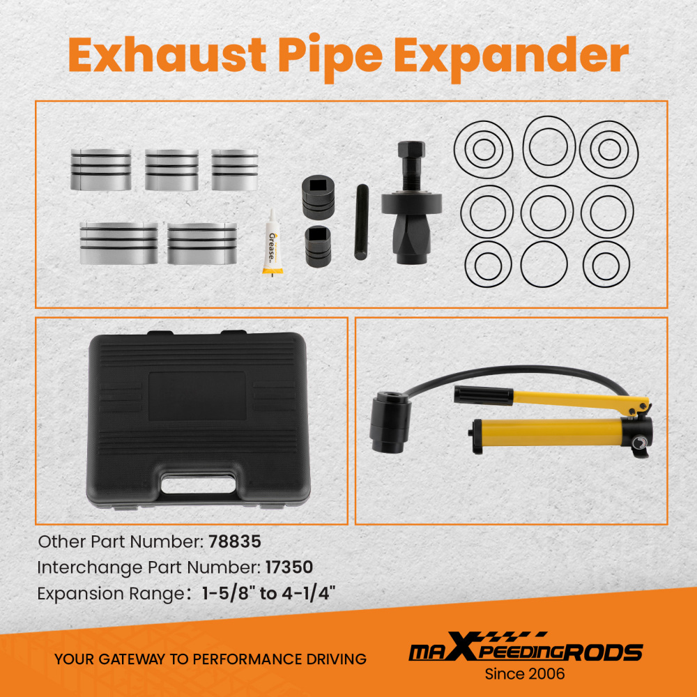 HYDRAULIC EXHAUST PIPE EXPANDER 10T STRETCHER TOOL SET 1 5/8 -4 1/4 UNIVERSAL