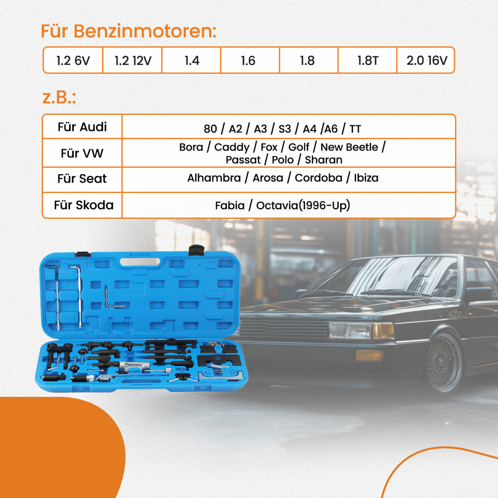 Engine Camshaft Timing Belt Locking Tool Kit compatible for VW  1.2 / 1.4 / 1.6 / 1.8/  2.0