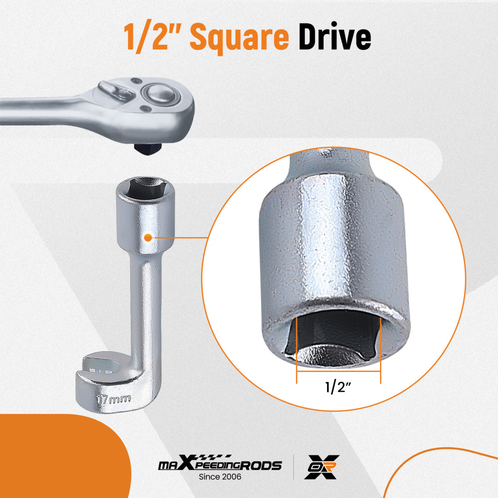 1/2 Drive L Type Diesel Injector Line Socket Wrench Set compatible for BMW Audi 12-19mm
