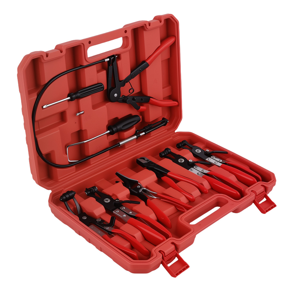 9pc Hose Clamp Pliers Set for Brake Fuel Line Spring Clamp Removal Tools w/ Compatible for Case