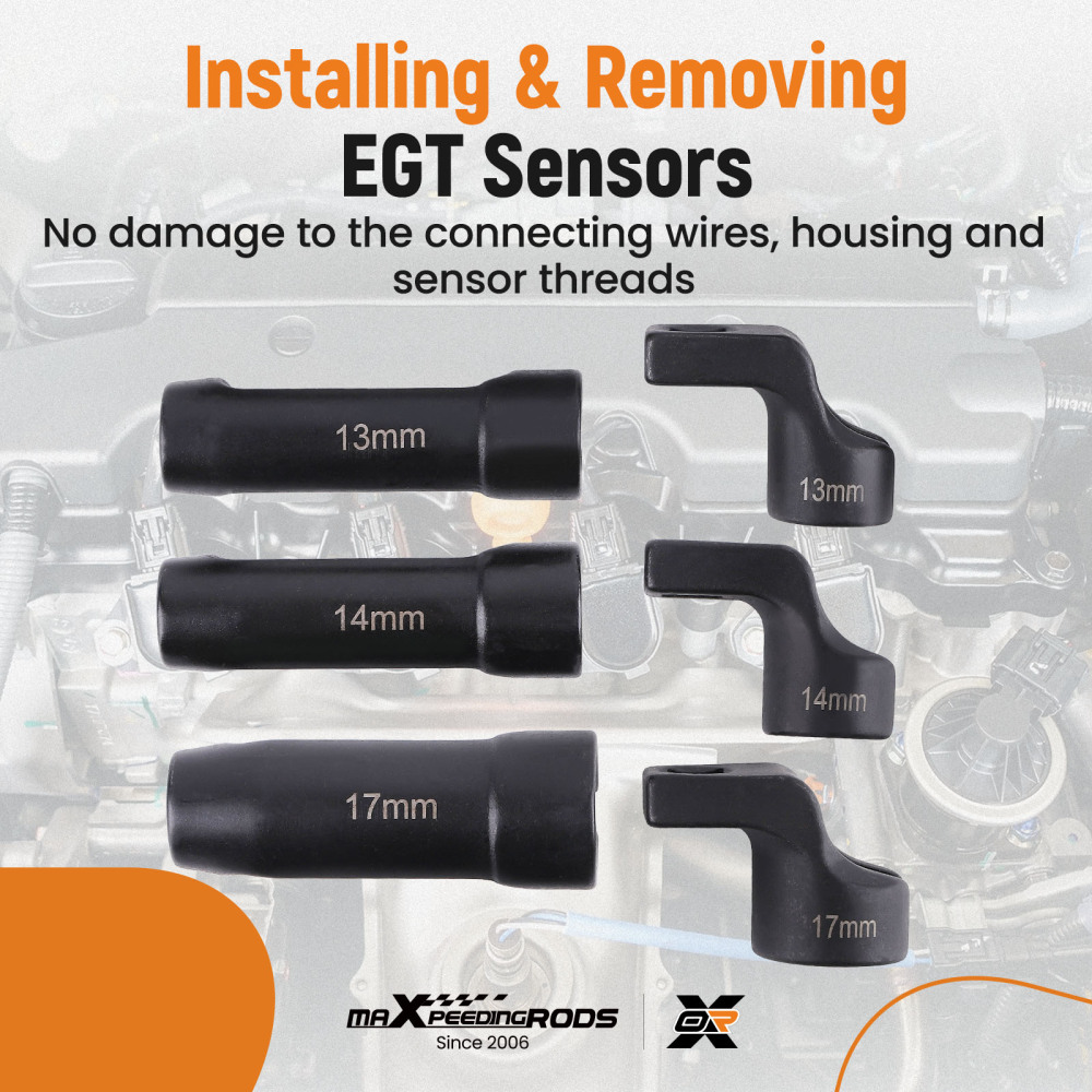 6x 3/8 Drive Exhaust Gas Temperature EGT Sensor Socket Tool Set 13-14-17mm