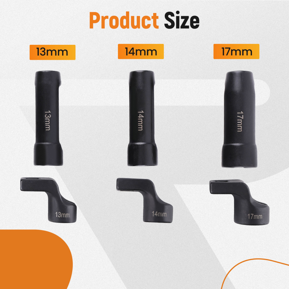 6PC EGT Sensor Socket Set 13mm 14mm 17mm Offset CRMO 3/8 Drive Fit Turbo Diesel