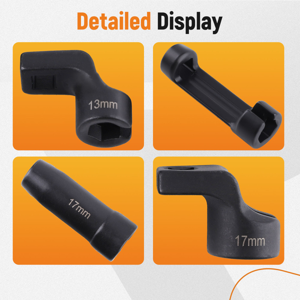 6PC EGT Sensor Socket Set 13mm 14mm 17mm Offset CRMO 3/8 Drive Fit Turbo Diesel