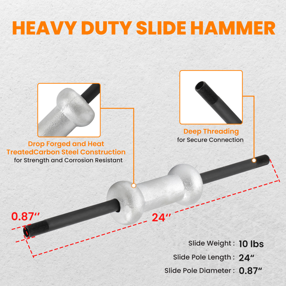 Universal Slide Hammer Dent Puller Kit Axle Bearing Hub Auto Panel Repair Tool