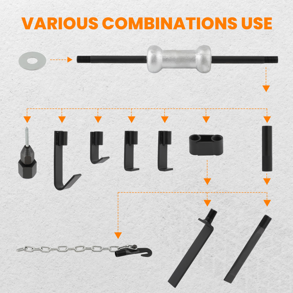 Universal Slide Hammer Dent Puller Kit Axle Bearing Hub Auto Panel Repair Tool