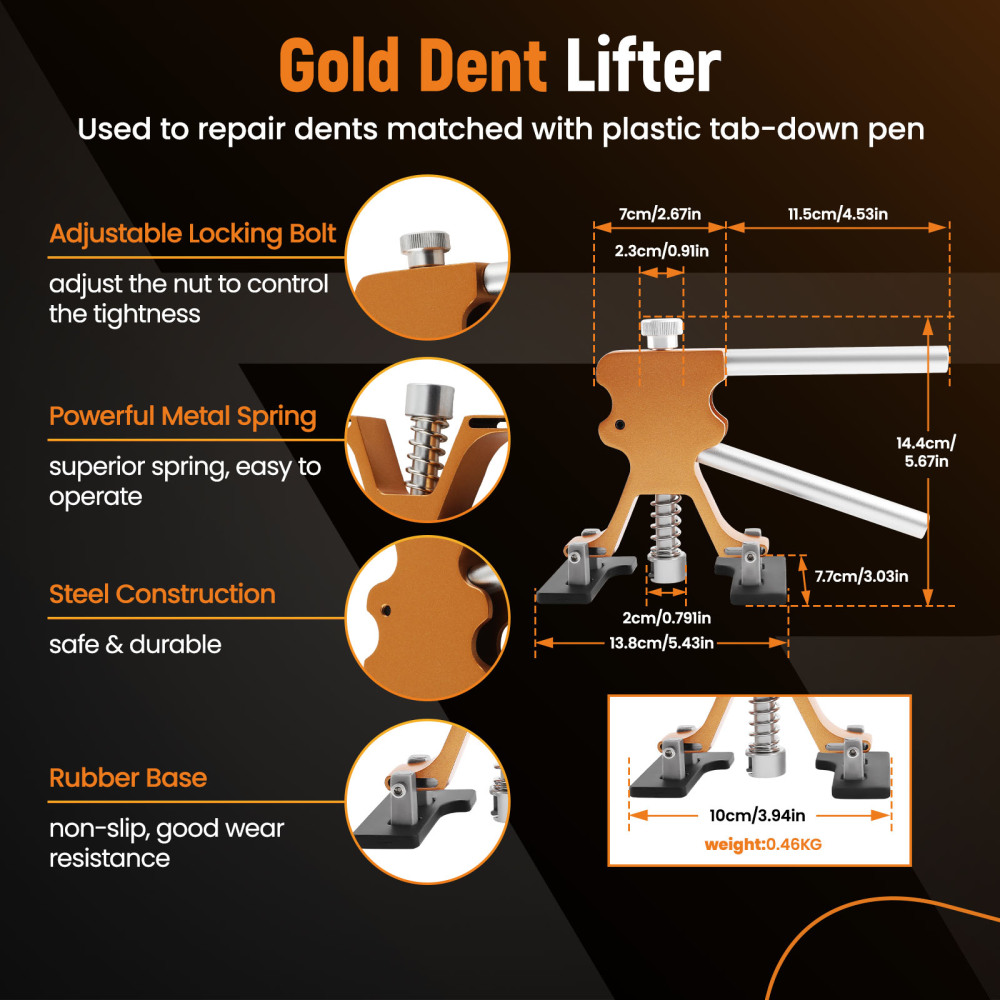 Paintless Dent Repair Tool with Golden Lifter for Motorcycle Refrigerator