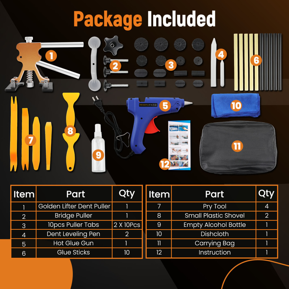 Paintless Dent Repair Tool with Golden Lifter for Motorcycle Refrigerator