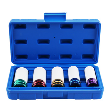 5pcs 1/2 inch Alloy Wheel Nut Deep Impact Socket Set Deep Wheel Protector 15mm 22mm