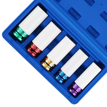 5pcs 1/2 inch Alloy Wheel Nut Deep Impact Socket Set Deep Wheel Protector 15mm 22mm