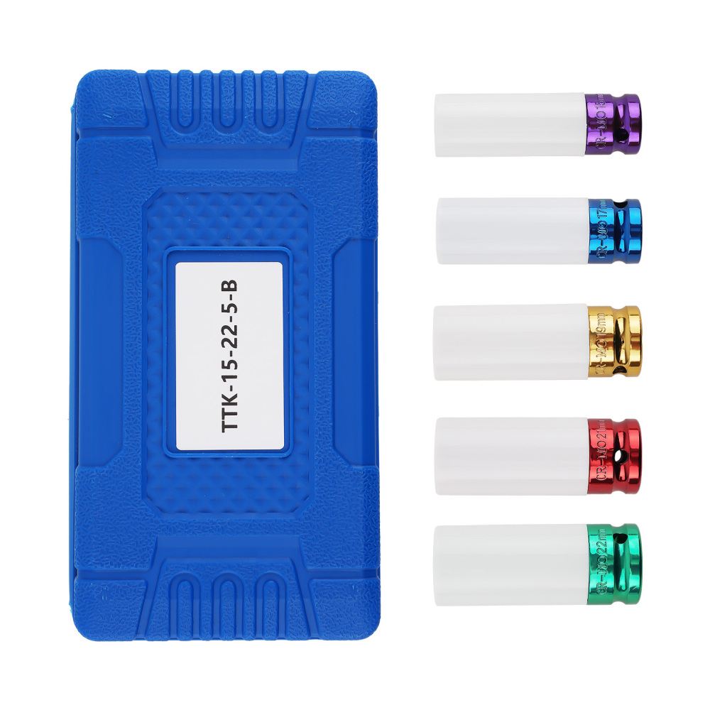 5pcs 1/2 inch Alloy Wheel Nut Deep Impact Socket Set Deep Wheel Protector 15mm 22mm