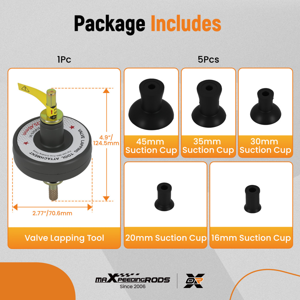 5pc Valve Lapping Tool Set for Automotive Engine Repair 16-45mm Suction Plates