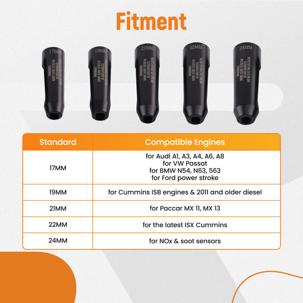 5pc Fuel Line Socket Tool Kit 17-24mm compatible for Audi BMW VW Diesel Engine 12090