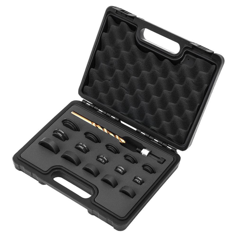 17pc Parking Sensor Hole Cutter Maker Tool Set for Vehicle Bumper Steel Kit