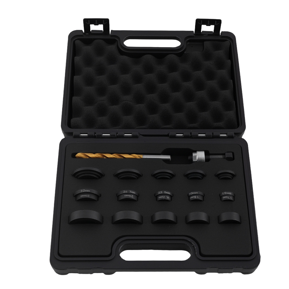 17pc Auto Hole Punch Set for Sensor Installation 17-32mm Carbon Steel Tool
