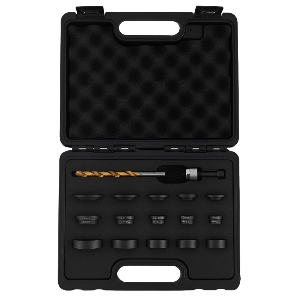 17pc Auto Hole Punch Set for Sensor Installation 17-32mm Carbon Steel Tool